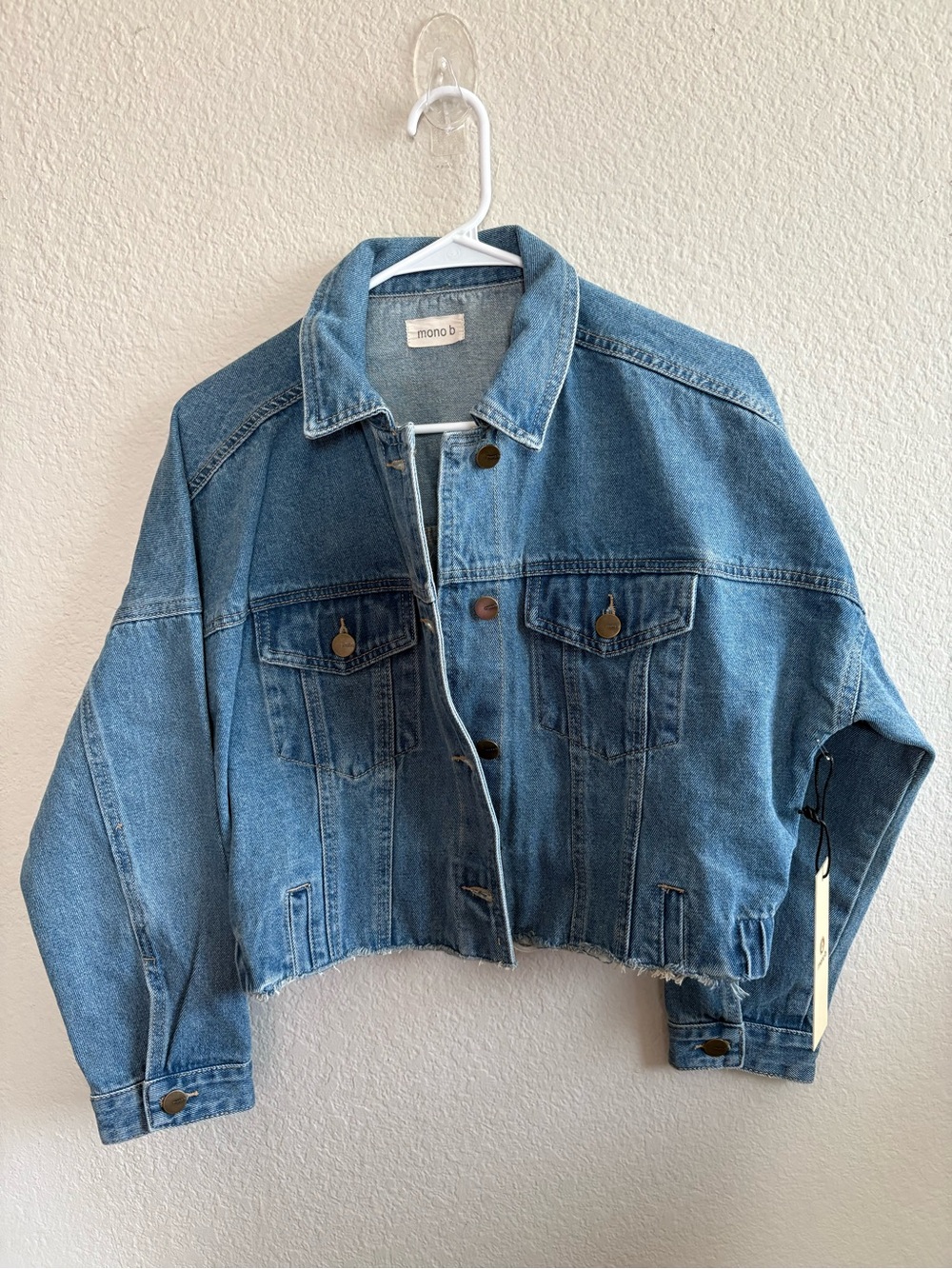 Mono B Light Blue Cropped Denim Jacket